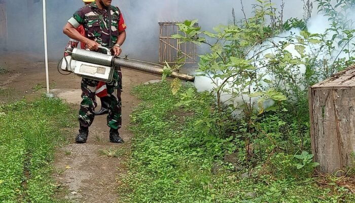 Babinsa Sambi Aktif Bantu Puskesmas Basmi Sarang Nyamuk