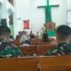 Personel Satgas TMMD Reguler Ke-125 Kodim 0735/Surakarta Yang Beragama Kristen Ikuti Ibadah di Gereja